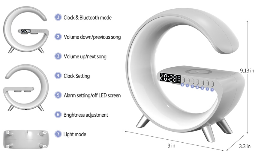 Loa Bluetooth đèn LED Đồng hồ đa năng - Hoàng Phát 360