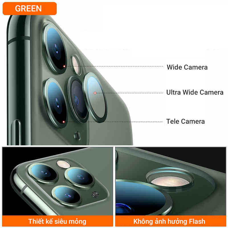 Bộ dán 3 mắt bảo vệ camera iPhone 11 Pro Max Kuzoom
