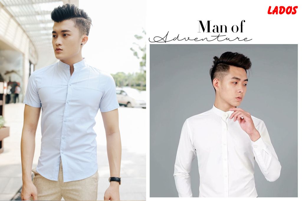 Áo sơ mi trắng nam đẹp cổ cách tân