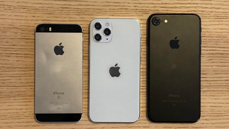 So sánh kích thước giữa iPhone 12, iPhone SE và iPhone 7