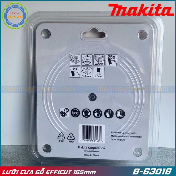 Đóng gói lưỡi cắt Makita B-63018 - mặt sau