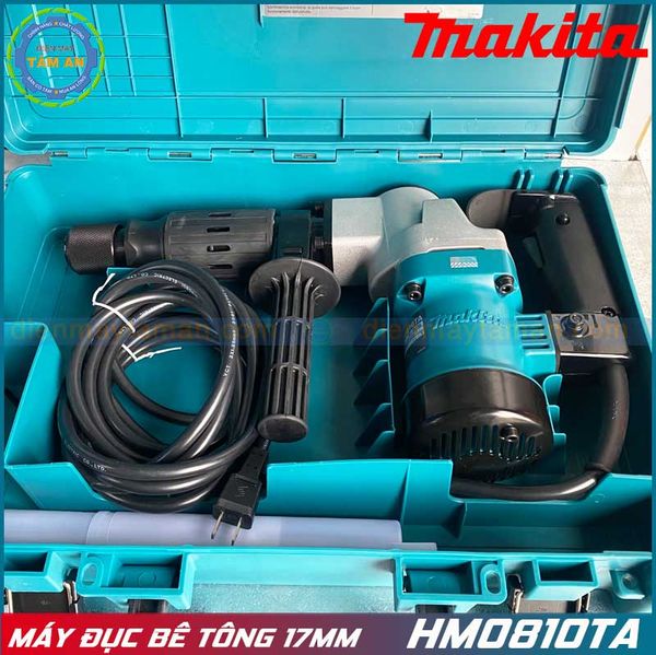 Máy đục makita HM0810TA trong hộp đựng kèm máy