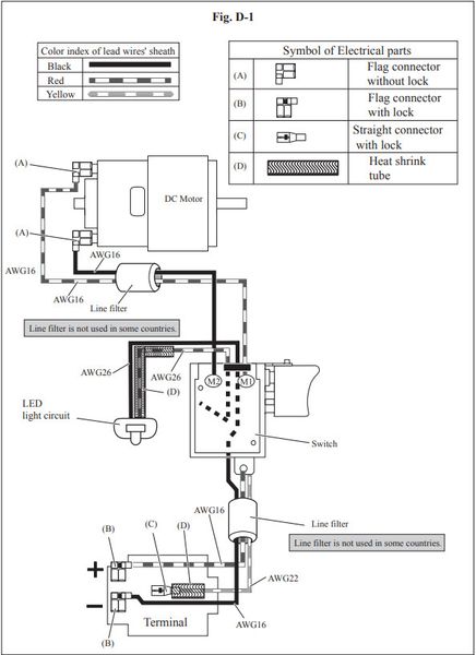 Sơ đồ đấu nối phụ tùng máy DTW190