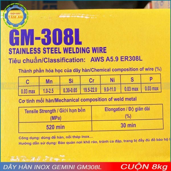 Thành phần dây hàn Inox Gemini GM308L