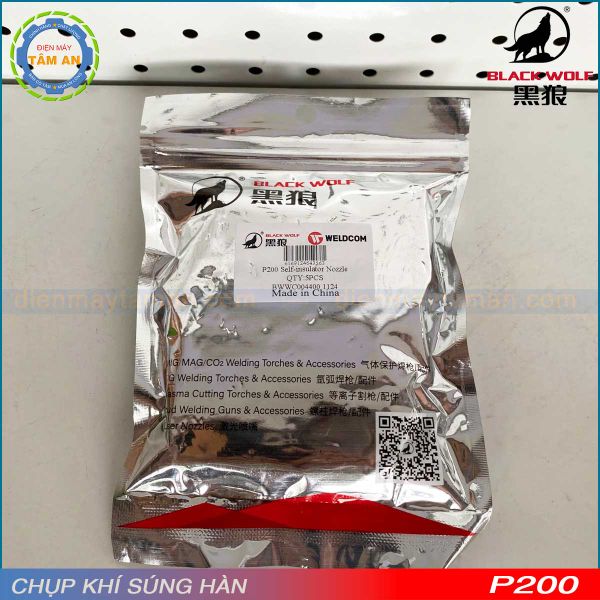 Chụp khí súng hàn P200 Black Wolf
