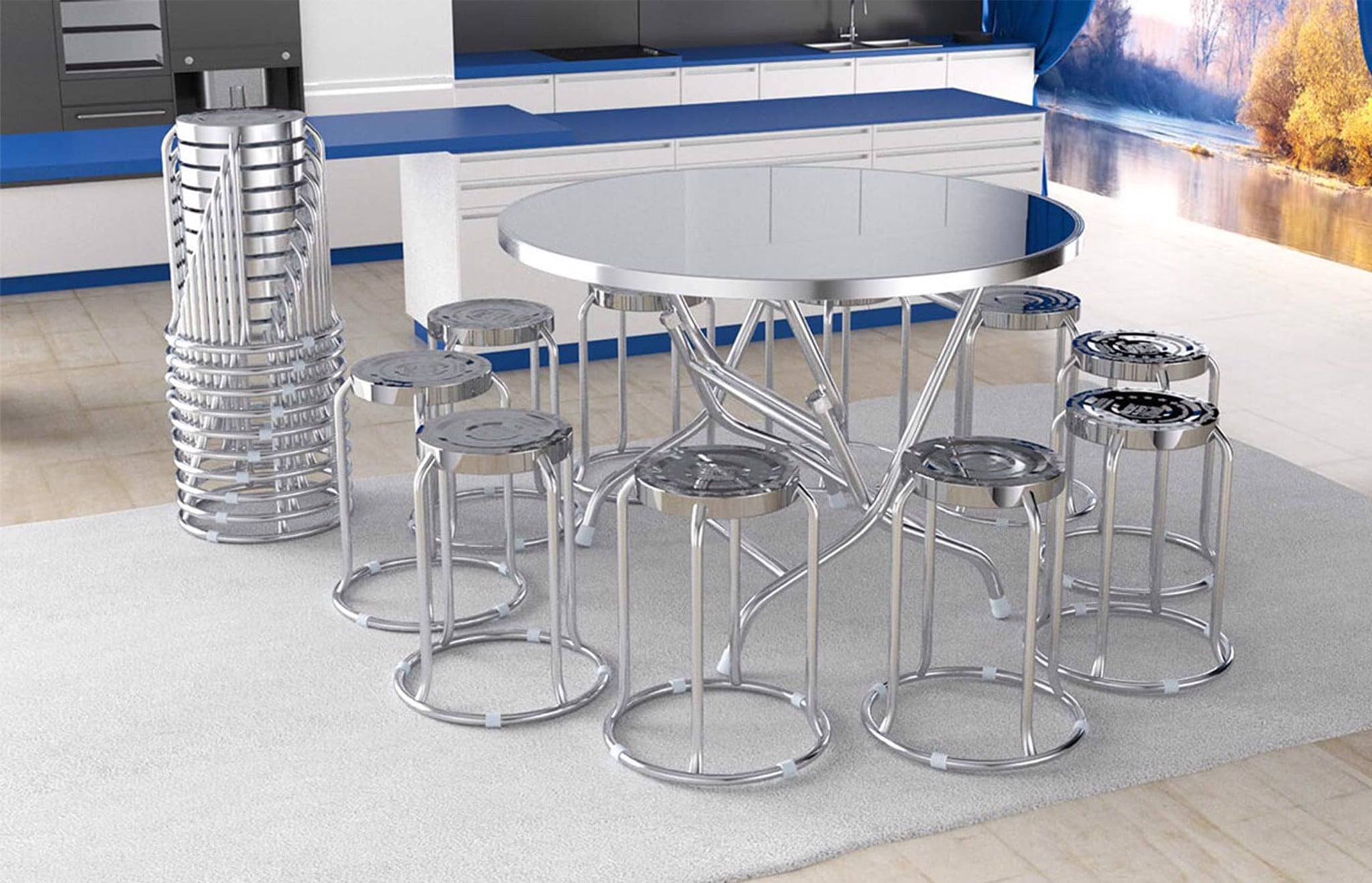 Bộ bàn ghế inox