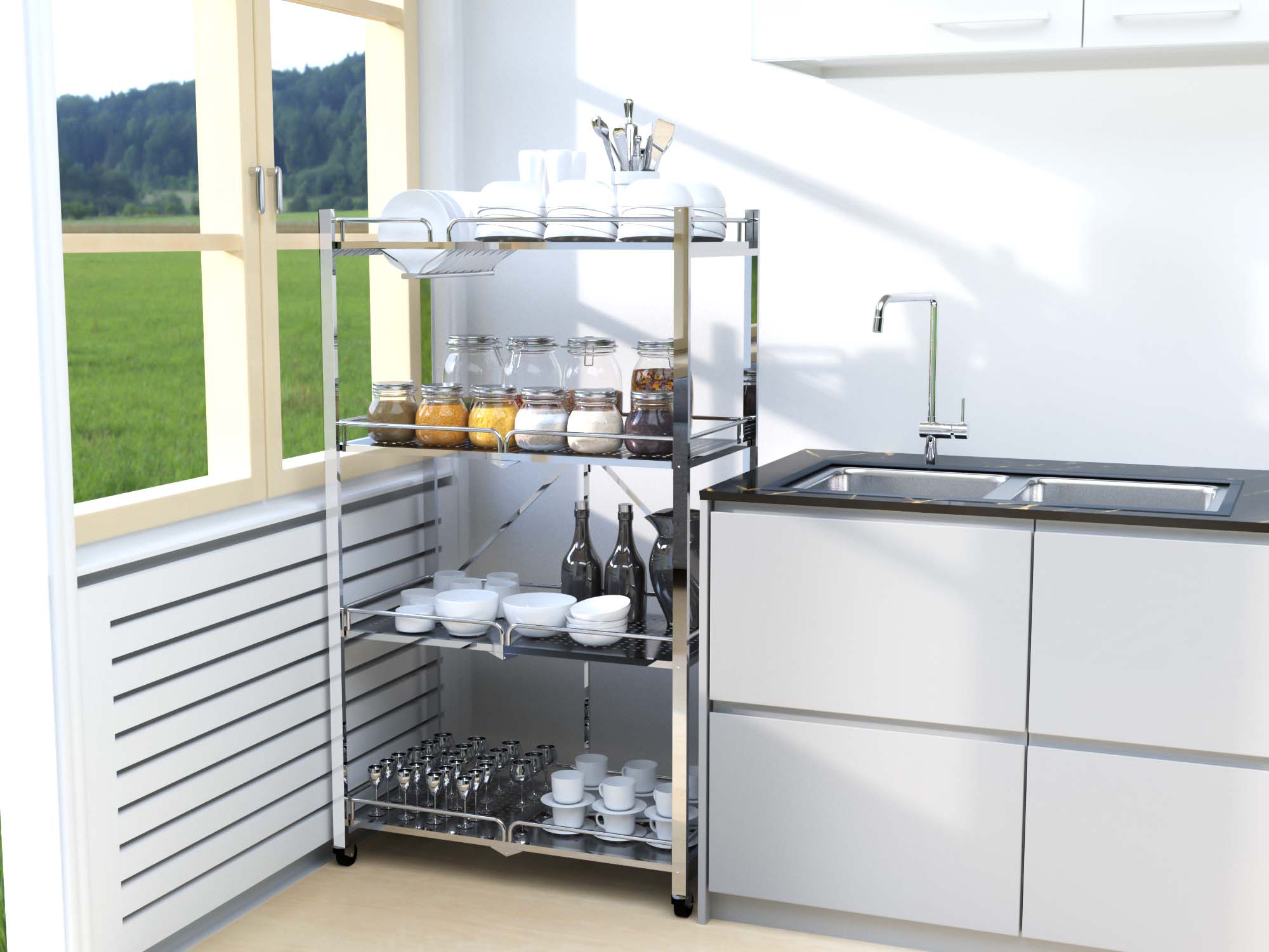 kệ chén inox 3 tầng treo tường