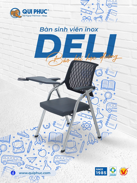 Bàn sinh viên inox Deli Qui Phúc
