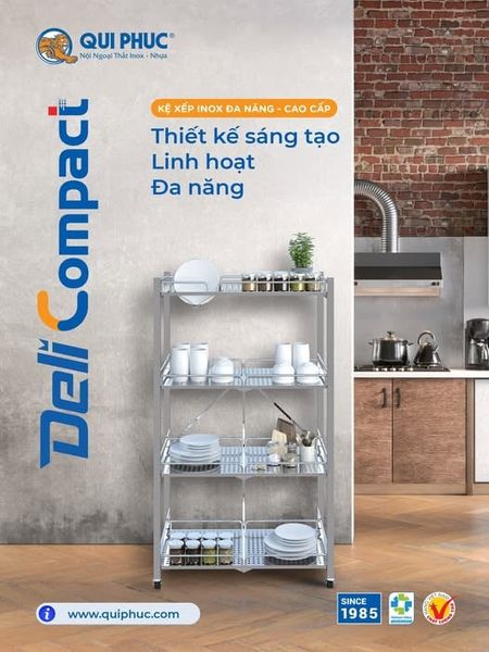 Kệ inox Deli Compact Qui Phúc – Gọn gàng từng góc bếp, sạch sẽ đến từng chi tiết