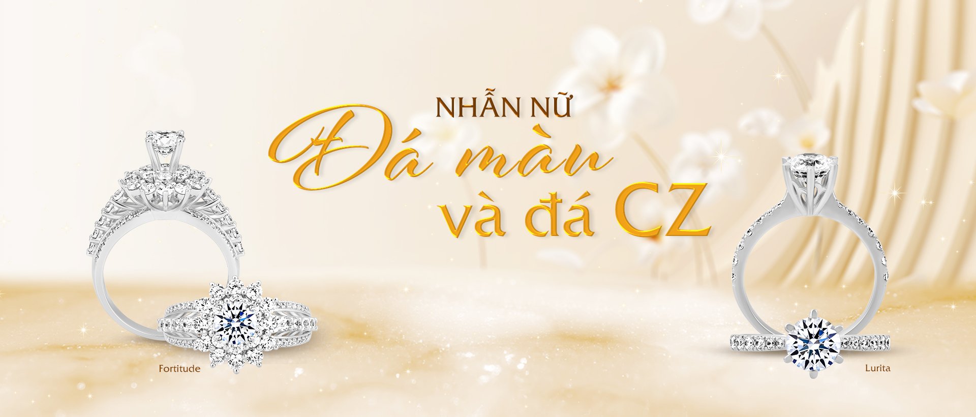 Nhẫn Nữ Đính Đá CZ Và Đá Màu
