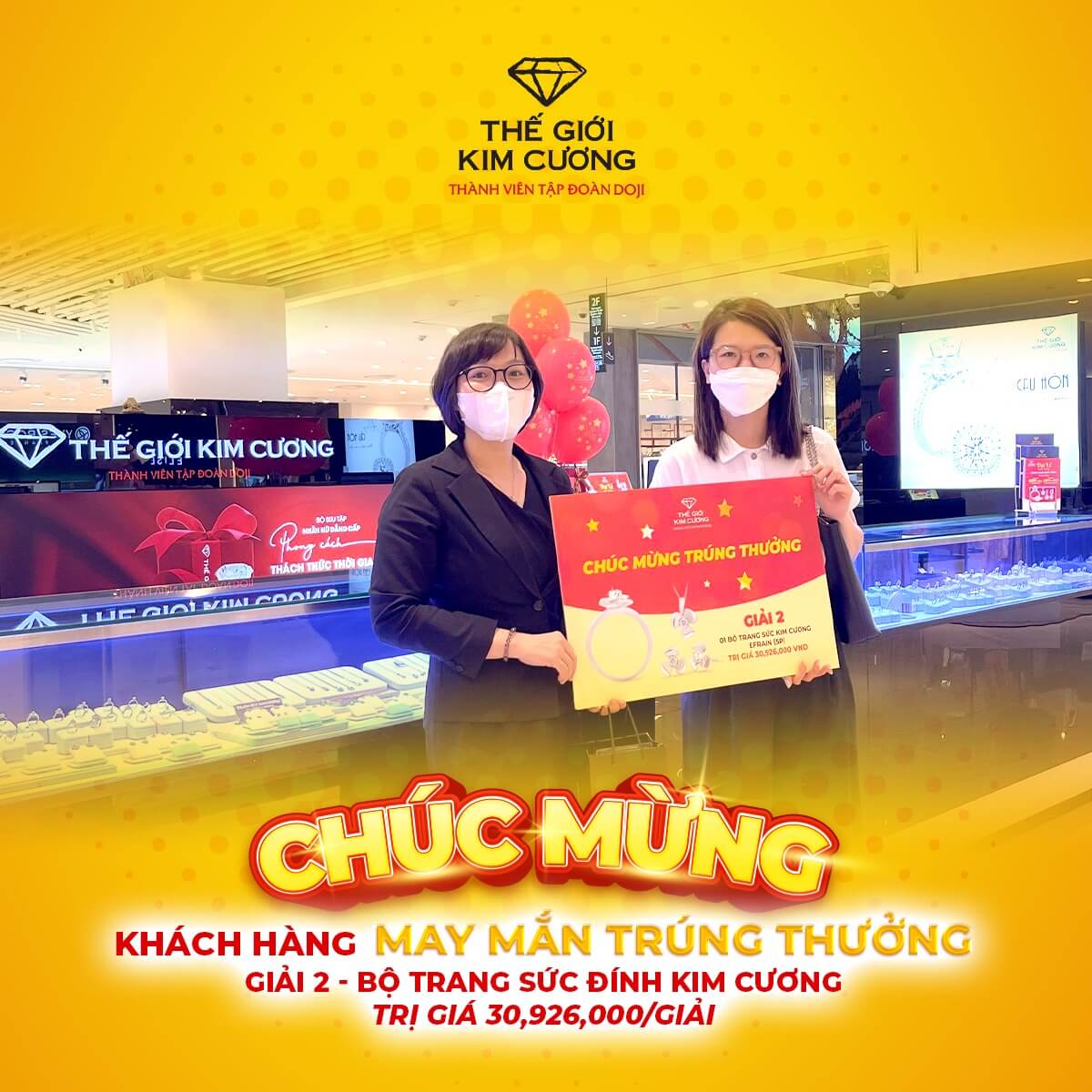 Thế Giới Kim Cương trao giải thưởng cho những khách hàng may mắn