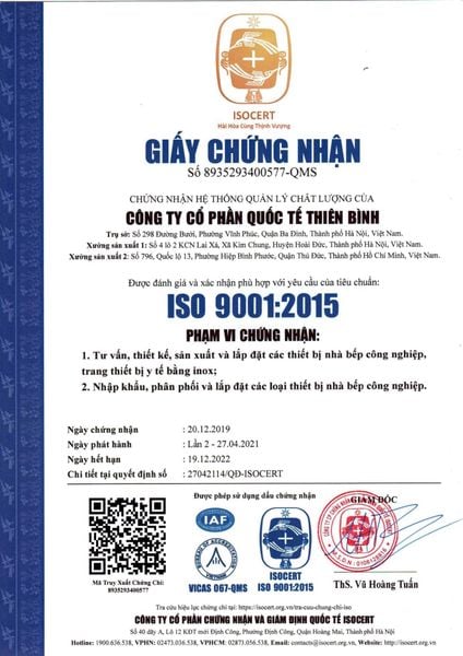 Giấy chứng nhận ISO 9001:2015 Thiên Bình
