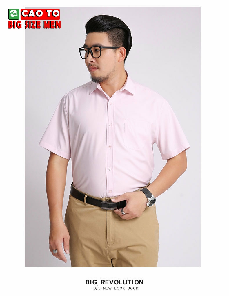 sơ mi trơn cộc tay size lớn 2xl 3xl 4xl 5xl 6xl