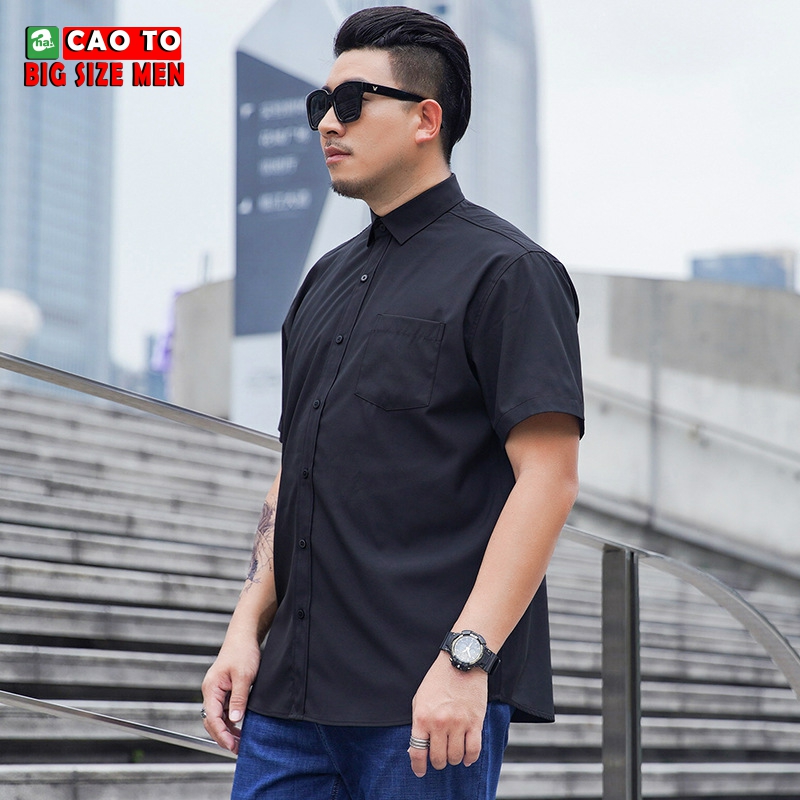 áo sơ mi đen tay ngắn 2xl 3xl 4xl 5xl
