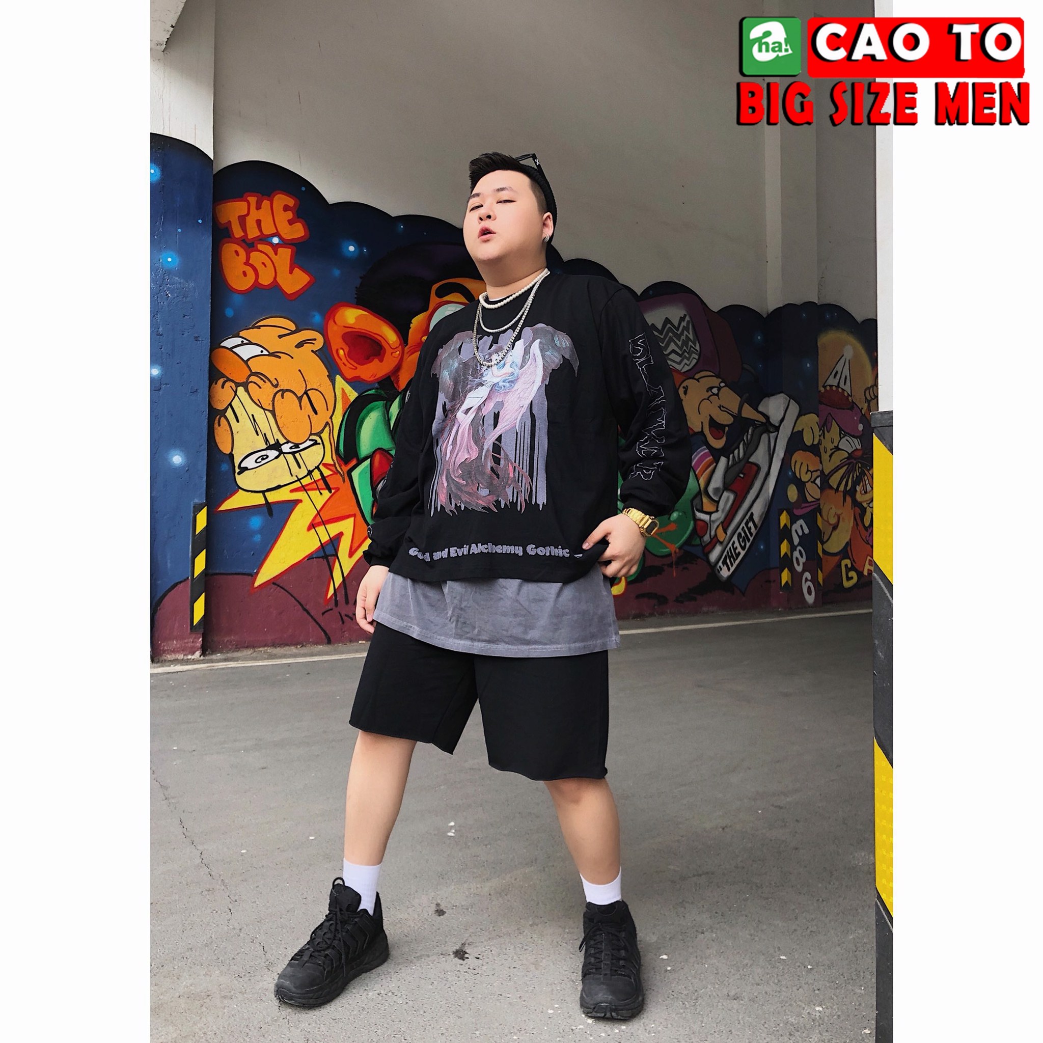 Áo Thun Tay Dài Đen Cool Cực Ngầu Big Size Men Chính Hãng Chất Lượng Cao