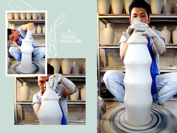 Vườn Nhà Gốm Seri102 | Xoay gốm cùng Vườn #6 - Xoay bình 4 khoang | Throwing pottery, new form