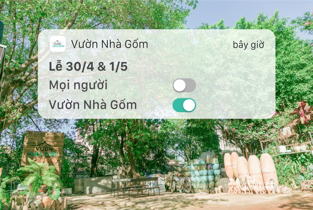 Vườn Nhà Gốm thông báo hoạt động xuyên lễ 30/4 - 1/5