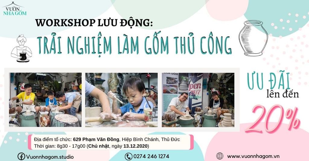 Workshop làm gốm lưu động | Trải nghiệm làm gốm thủ công tại Thủ Đức - 629 Phạm Văn Đồng