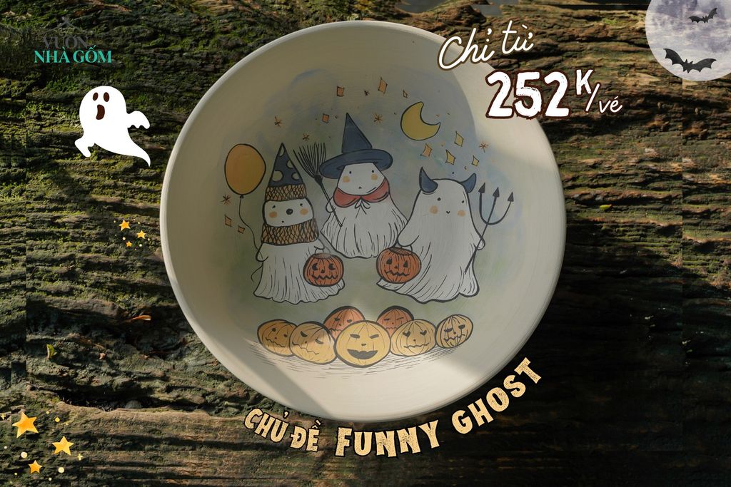 VẼ TRÊN GỐM VỚI CHỦ ĐỀ FUNNY GHOST