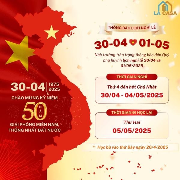 LỊCH NGHỈ LỄ 30/4 - 1/5/2025