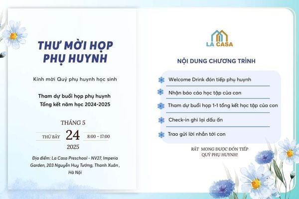 THƯ MỜI HỌP PHỤ HUYNH CUỐI NĂM HỌC 2024–2025