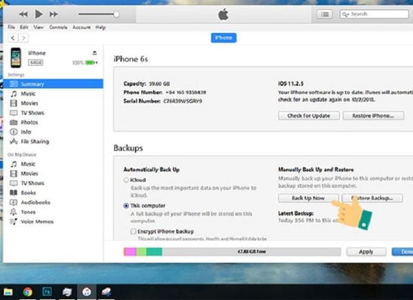 Restore iPhone bằng iTunes