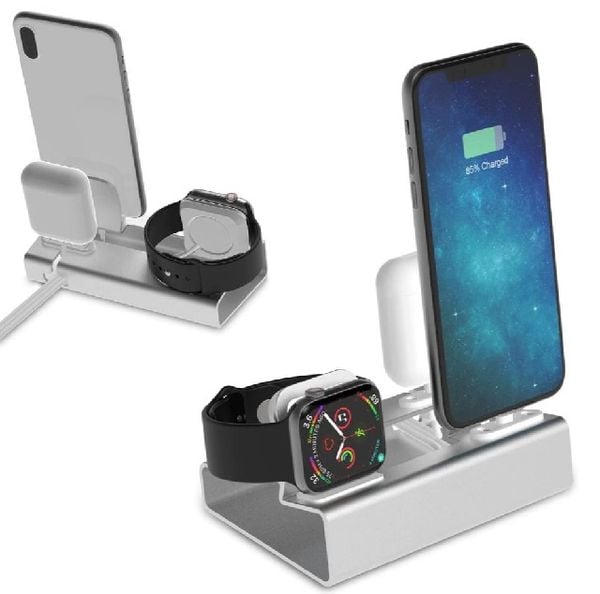 Dock sạc 3 cổng USB giúp bạn có thể sạc nhiều thiết bị cùng lúc trong đó có Apple Watch