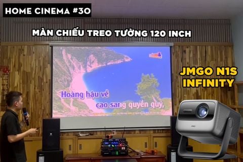 SETUP HOME CINEMA VỚI JMGO N1S INFINITY VÀ MÀN CHIẾU TREO TƯỜNG 120 INCH