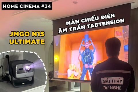 SETUP HOME CINEMA VỚI JMGO N1S ULTIMATE VÀ MÀN CHIẾU TABTENSION ÂM TRẦN