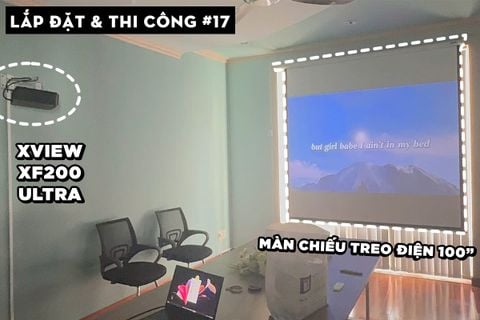 LẮP ĐẶT VÀ SETUP XVIEW XF200 ULTRA VÀ MÀN CHIẾU ĐIỆN 2M2 CHO PHÒNG HOP NHỎ