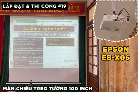LẮP ĐẶT VÀ THI CÔNG EPSON EB-X06 VÀ MÀN CHIẾU TREO TƯỜNG 2M2 CHO PHÒNG HỘI NGHỊ