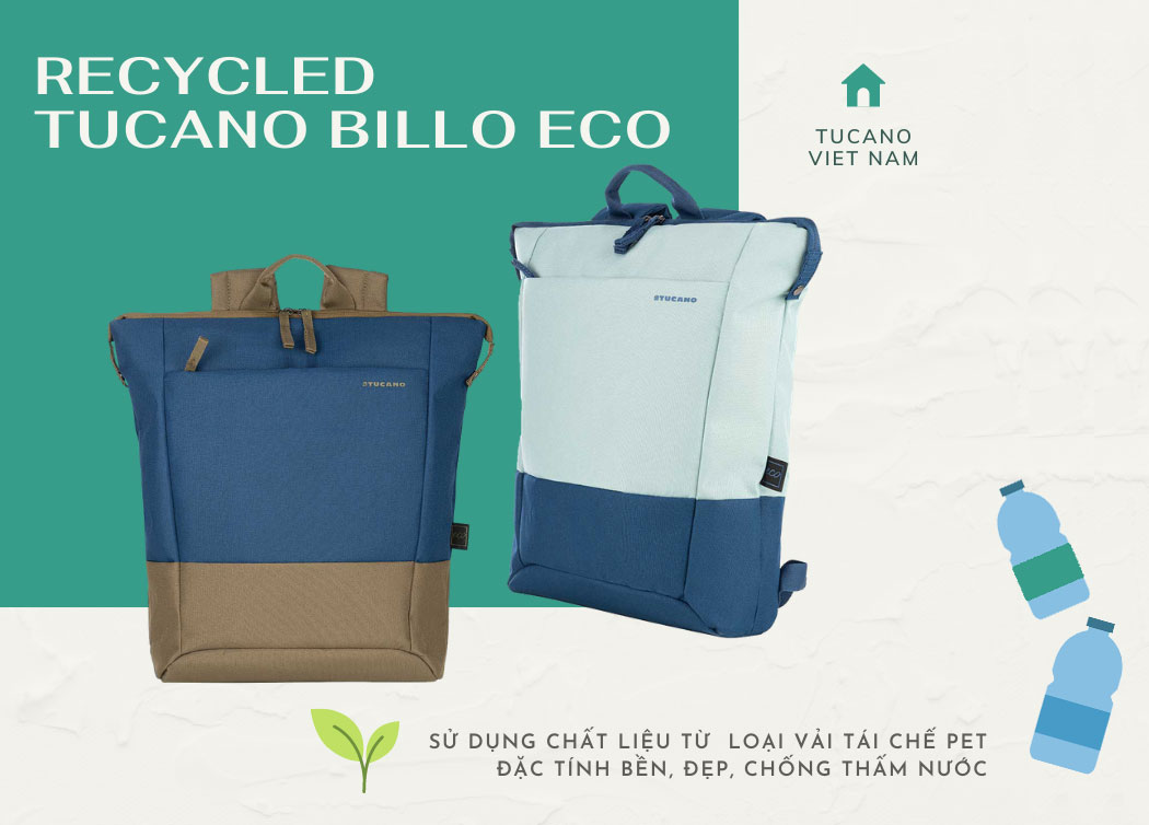 Bảo vệ môi trường cùng balo tái chế Tucano Billo Eco