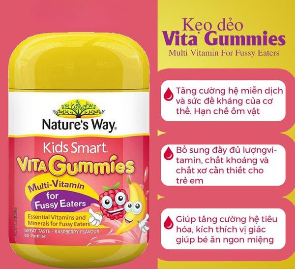 Kẹo dẻo cho bé Vita Gummies Nature's way tăng đề kháng