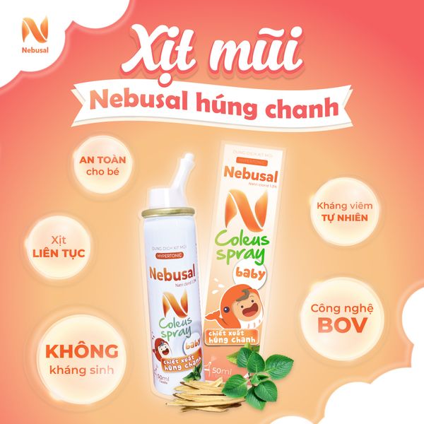 Xịt mũi ưu trương Nebusal COLEUS BABY 1.3% húng chanh cho trẻ sơ sinh