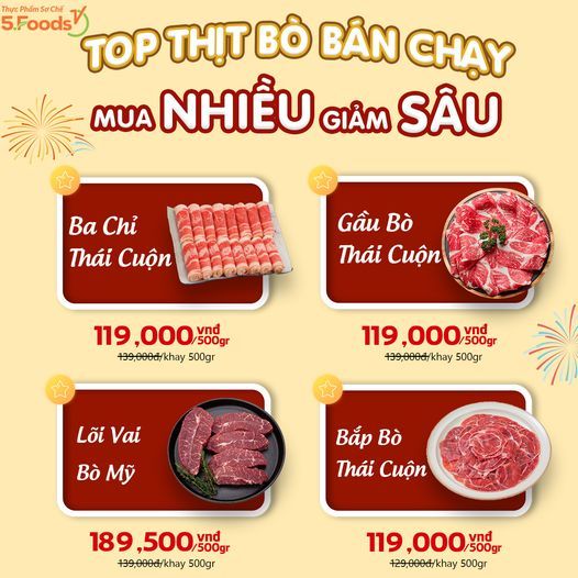 TOP 4 PHẦN THỊT BÒ BÁN CHẠY NHẤT TẠI 5FOODS