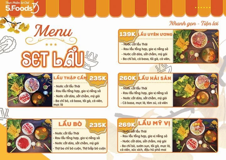 UPDATE NGAY MENU SET LẨU PHẢI THỬ CỦA 5FOODS