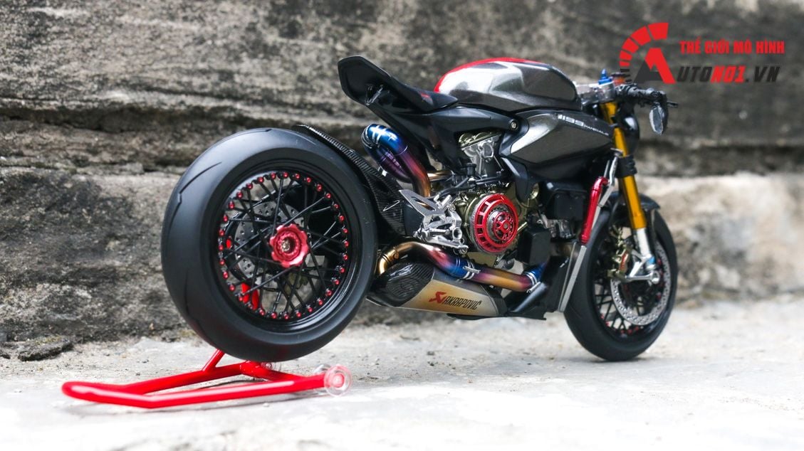 Mô hình xe cao cấp Ducati 1199 Panigale Cafe Racer Grey Red cao cấp nồi khô