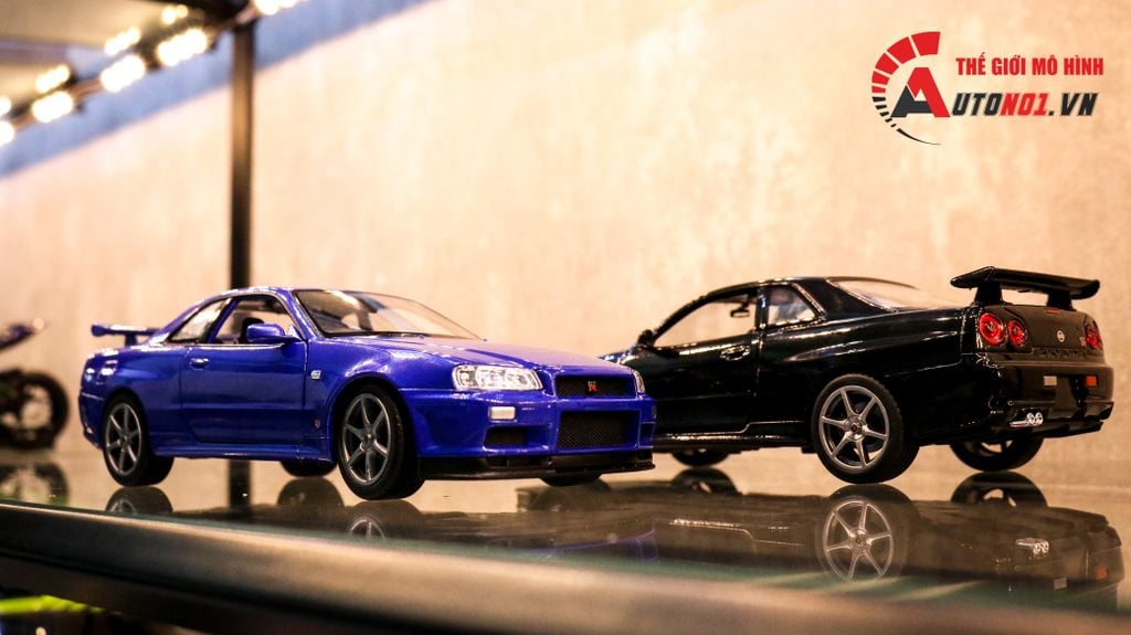MÔ HÌNH XE NISSAN SKYLINE GT-R R34 BLUE 1:24 WELLY 7450