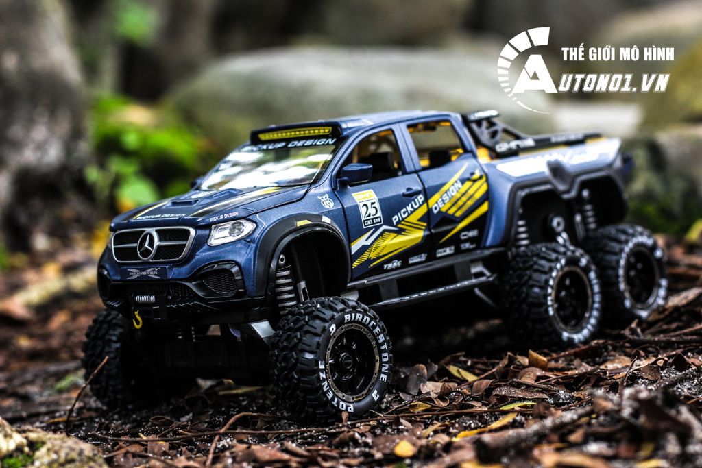 MÔ HÌNH XE MERCEDES X-CLASS 6X6 PICKUP OFFROAD BLUE 1:28 CHIMEI MODEL 7149