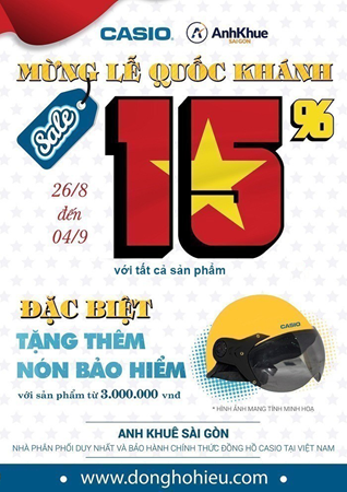 Mừng Quốc khánh 2/9: Sale off 15% tất cả sản phẩm cùng quà tặng hấp dẫn