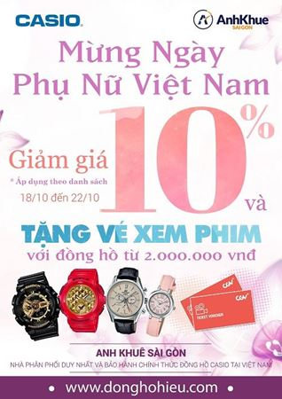 Mua đồng hồ CASIO – Tặng vé xem phim CGV