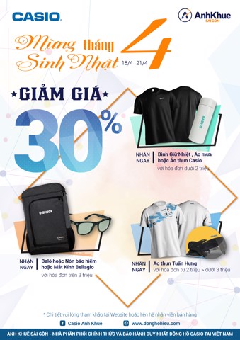 MỪNG SINH NHẬT LOTTE GÒ VẤP: ĐỒNG HỒ CASIO GIẢM GIÁ LÊN TỚI 30%