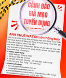CẢNH BÁO MẠO DANH CÔNG TY CỔ PHẦN ANH KHUÊ WATCH TRONG TUYỂN DỤNG