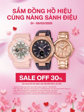 MỪNG 8/3 – GIẢM ĐẾN 30% CÙNG NHIỀU QUÀ TẶNG HẤP DẪN TẠI ANH KHUÊ WATCH