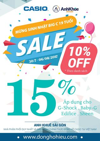 Sinh nhật Big C Hải Phòng, đồng hồ CASIO giảm giá đến 15%