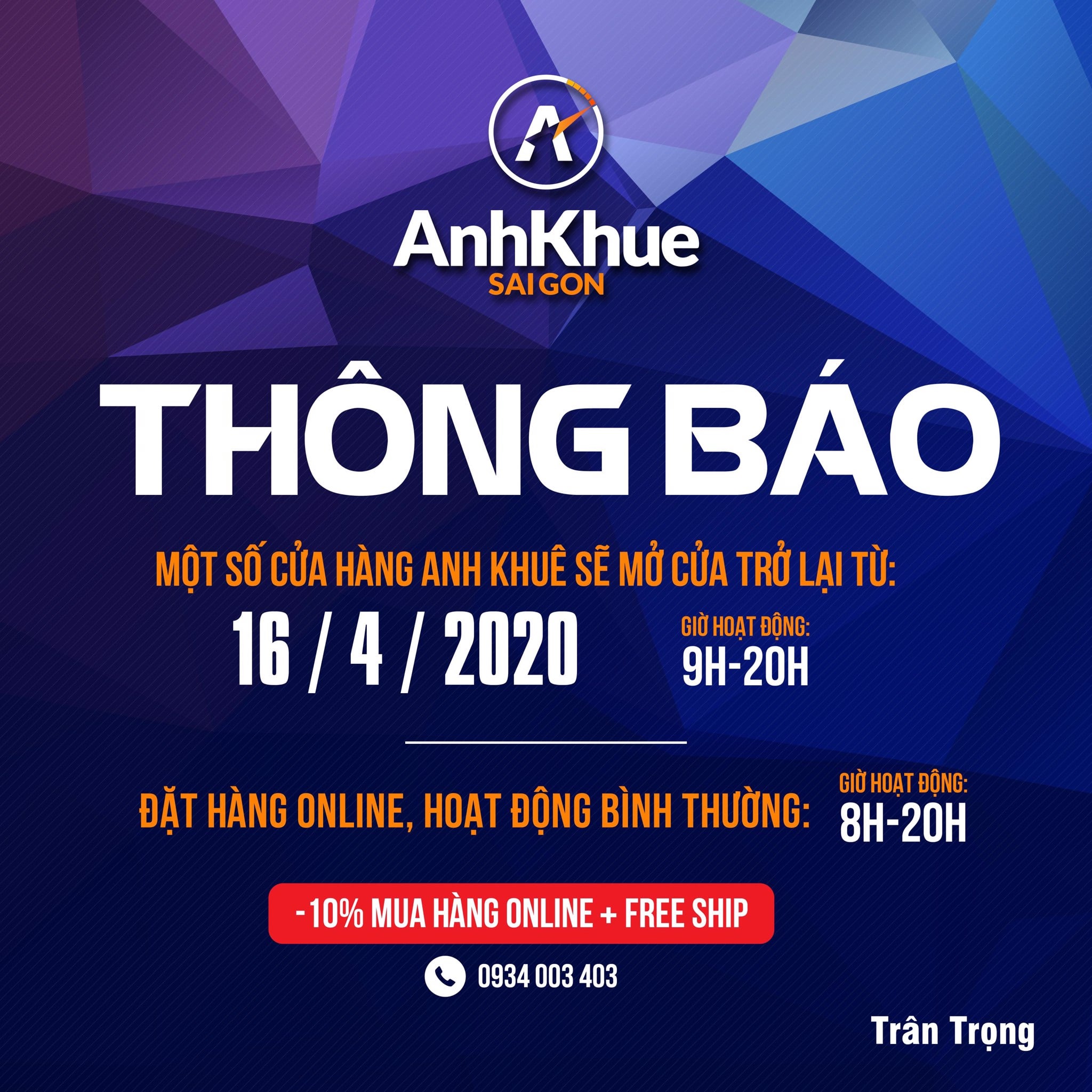 Thông báo mở cửa kinh doanh lại một số cửa hàng