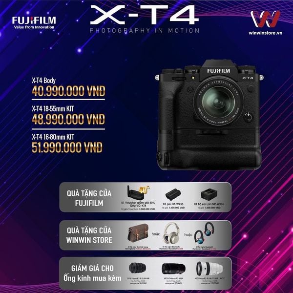 Fujifilm tung chương trình Pre-order X-T4 với bộ quà tặng lên đến 28.200.000, nhận hàng vào tháng 5.