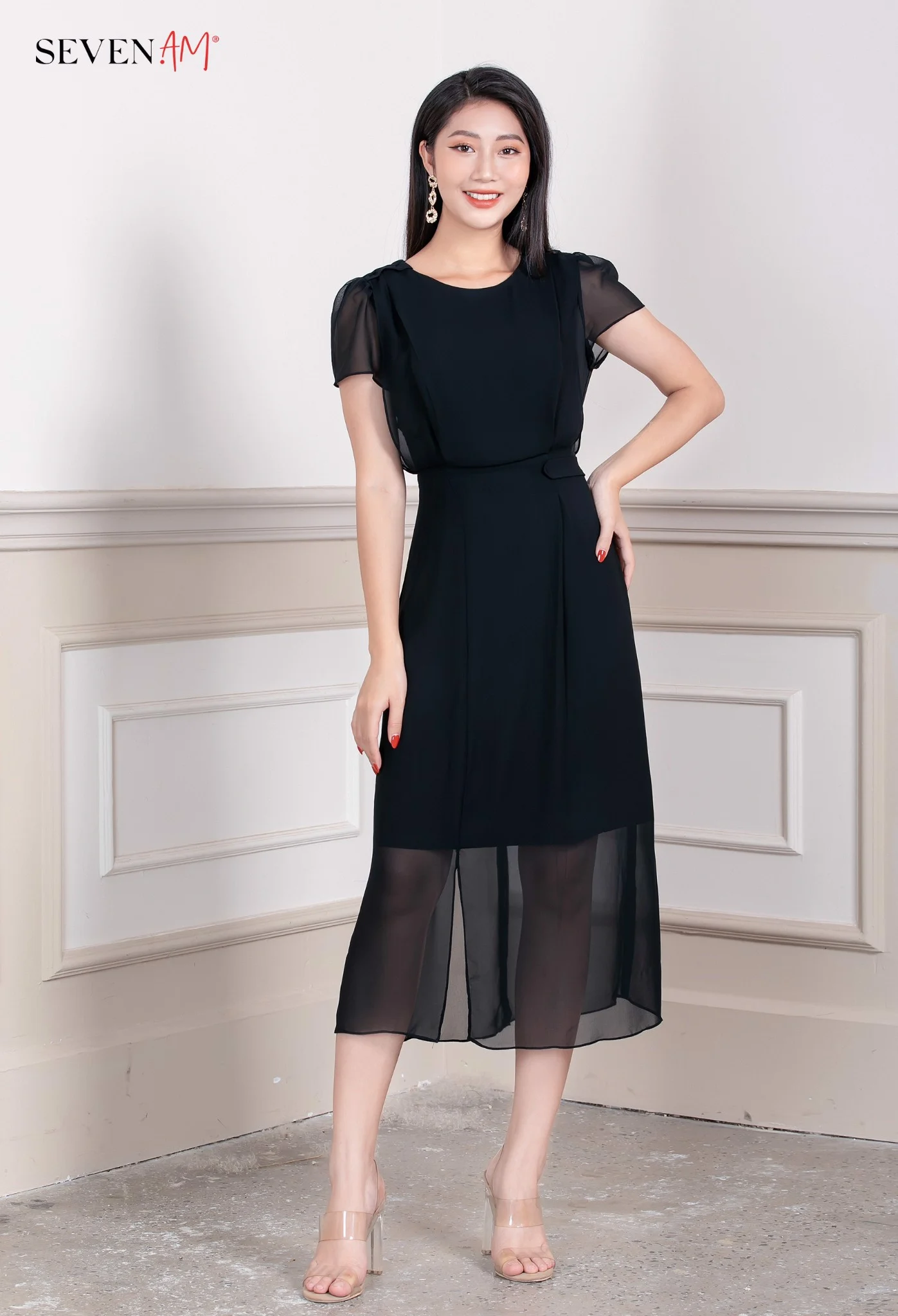Đầm đen sát nách xẻ tùng KK111-03 | Thời trang công sở K&K Fashion