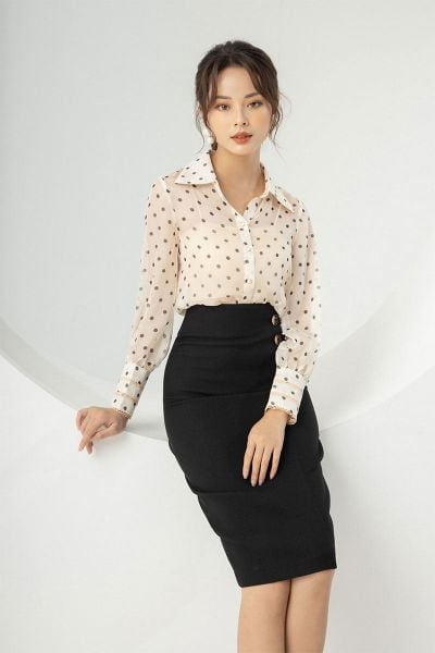 Set Công Sở NK Fashion Áo Peplum Tay Lỡ Kèm Chân Váy Dập Ly Thanh Lịch