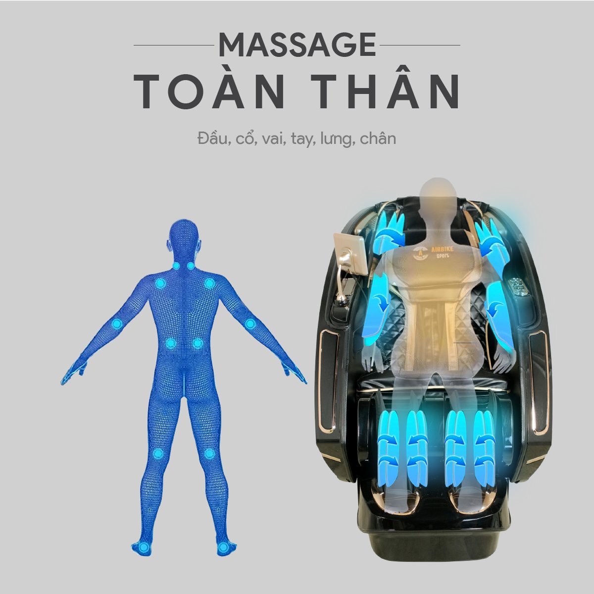 ghế massage toàn thân cao cấp air bike sport mk337 - hàng chính hãng 10